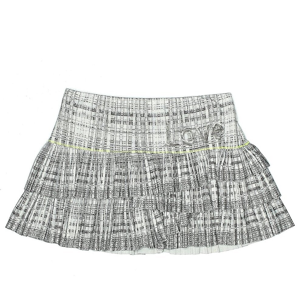 Lucky in Love Love Pleated Scallop tennis Skirt grey white skort sz large